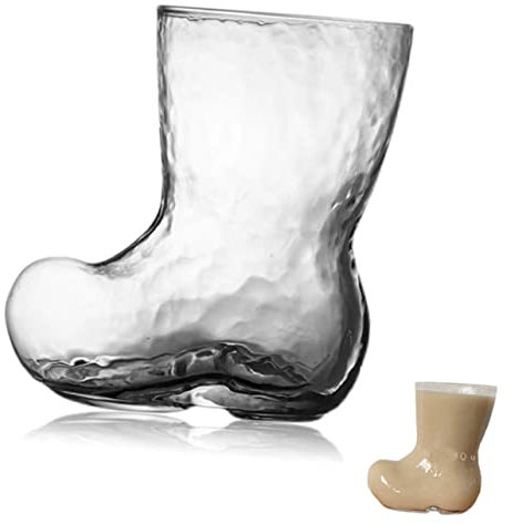 Mikikit Vaso de Bota 380Ml Vaso de Cerveza de Vidrio Recipiente para Bebidas Frías para Fiestas Taza de Bota para Hogar y