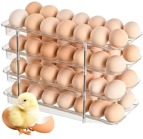 Duroecsain Porta uova, organizer per uova di gallina, contenitore trasparente a 4 livelli, organizer di grande capacità, risparmio di spazio per cucina dispensa controsoffitto