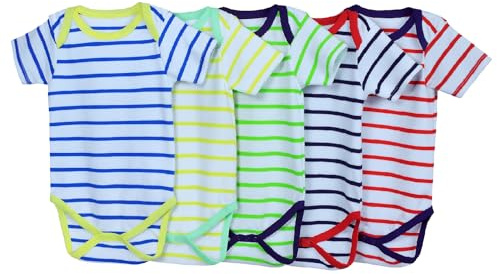 IMFAA Baby Bodysuits – unisex kortärmad 100 % bomullsvästar – paket med 3–5 – mjukt tyg som andas – enkelt att byta snäppstängningar – nyfödd till 24 M, Färg-1-pack-5, 12-18 Months