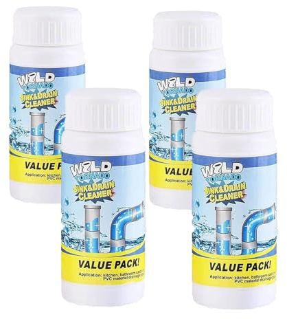 Abflussreiniger - 4-Bottle Set Schneller Schaum Reiniger gegen Verstopfungen für Küche, Bad, Toilette - Rohrfrei Pulver für Fett, Haare