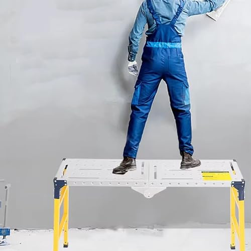 Échelle d'échafaudage télescopique - Plateforme de Travail Portable à Hauteur réglable avec Surface antidérapante, idéale pour Le Lavage de véhicules et Les projets domestiques (180 x 36 cm)