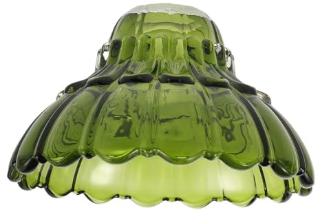 DIKACA Glas Lampenschirm Blumenform Kleiner Grüner Glasschirm D17cm H10cm Ersatzschirm für Pendel und Tischlampen Hohe Lichtdurchlässigkeit Robustes Vintage Material