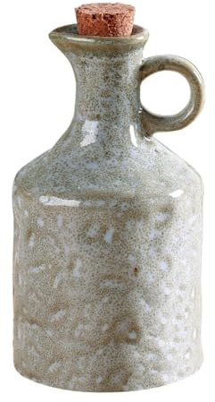 Ceramic Oil Dispenser, 400ml Vintage Kitchen Oil Bottle with Pour Spout, Olive Oil Cruet for Cooking, White/Green Seasoning Sauce Container(Green)