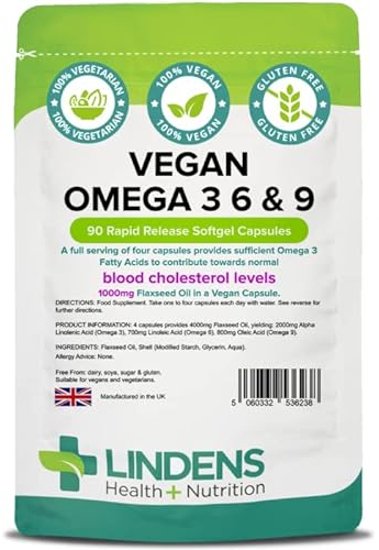 Lindens Vegetarian Omega 3 6 9 Flaxseed Oil 3-Pack 270 Capsules 1000mg Flax Seed