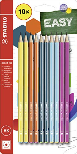 STABILO - Bleistift - pencil 160 - 10er Pack - je 2x gelb, orange, blau, petrol, pink - Härtegrad HB