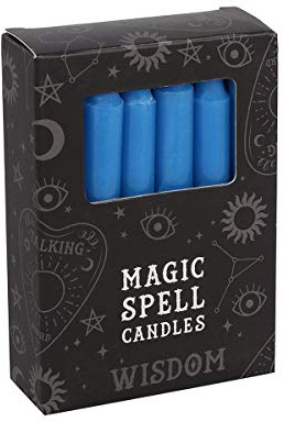 Grindstore Magic Spell-Wisdom Kerzen-Set, 10 cm, 10,3 x 7,3 x 2,5 cm, Blau, 12 Stück, 10.3 x 7.3 x 2.5 cms