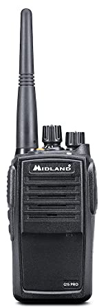 Midland G15 PRO Funkgerät IP67, Walkie-Talkie, 32 PMR446 Kanäle, 1600 mAh Li-Ion-Akku, Standlader und Wandadapter, Schwarz