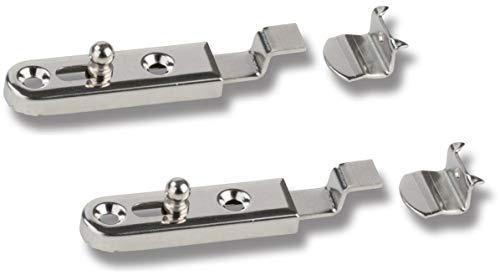 2 Stück Möbelriegel mit Knopfschieber, gekröpft mit Schließblech. Türriegel, Schiebeschloss mit Riegel, Sicherheitslasche für Bad, WC, Fenster, Möbel, Haustier-Tore von UMAXO® (Länge 70mm)