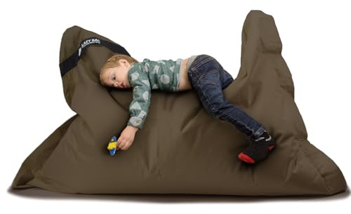LAZY BAG Original Indoor & Outdoor Beanbag XL Pouf géant de 250 litres Coussin de siège Junior Fauteuil pour Enfants & Adultes 160x120 (Marron)