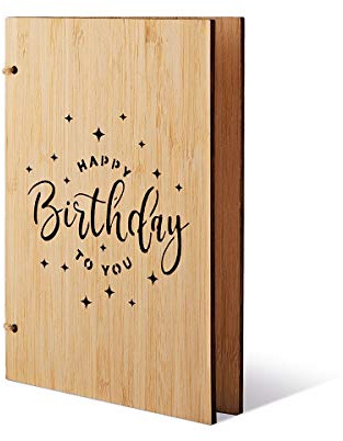 Bambus Geschenkkarte Glückwunschkarte Bambuskarte Holz handgefertigt DIN A6 inkl. Umschlag z.B. als Hochzeitskarte oder Geburtstagskarte - Happy Birthday