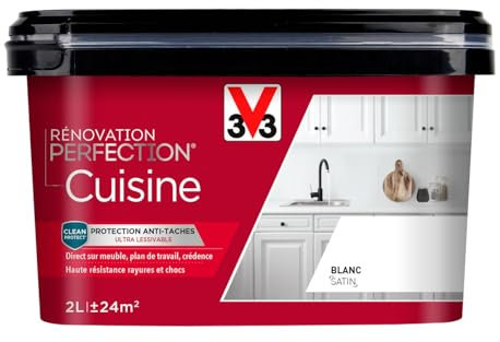 V33 Peinture de rénovation cuisine, Rénovation perfection Blanc satin 2L
