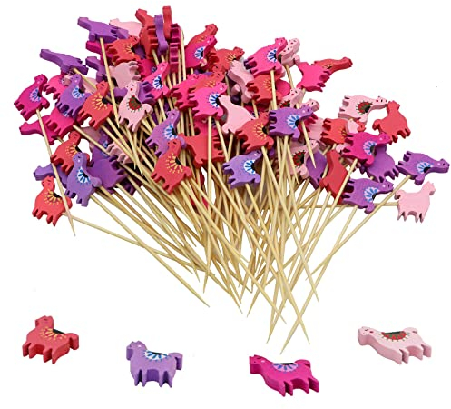 Cocktail Sticks Food Toothpicks Fruit Stick Skewers Cocktail Picks Wooden Dessert Forks for Appetizers Dessert Snacks Drink Cake Salad Sandwich Pastry in Party -50pcs