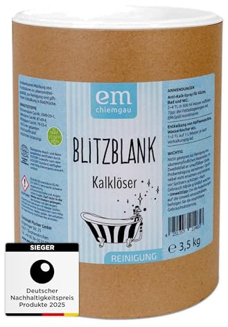 Fischer's EM-Chiemgau® Blitzblank Kalklöser – Natürlicher Entkalker für Küche & Bad – Granulat mit Fruchtsäuren – Entfernt Kalkablagerungen umweltfreundlich – ECOCERT zertifiziert – 3,5kg