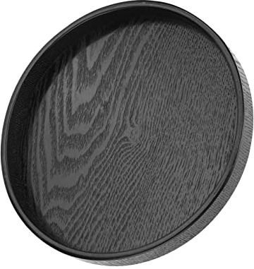Tablett Schwarz Rund Serviertablett 21cm Deko Tablett Holztablett Runde Schoßtabletts zum Essen, Tee und Kaffeetablett für Home Cafe Restaurant Bar(21cm)