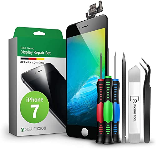 GIGA Fixxoo® Display für iPhone 7 [inkl. Werkzeug-Kit] - Retina LCD Glas mit Touchscreen - Display für iPhone Reparatur Set - Ersatzdisplay für iPhone mit Werkzeugkit