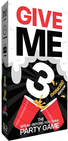 GIVE ME 3 Kartenspiel – lustige Trinkspiele für Erwachsene | 2+ Spieler | 10-Sekunden-Regel