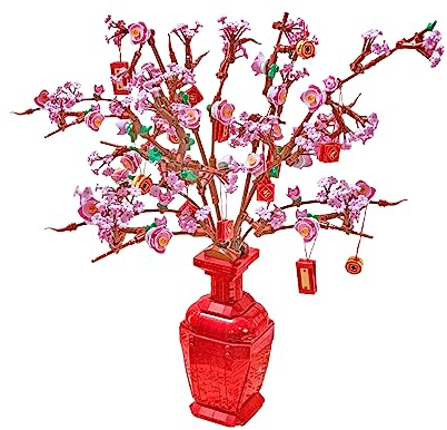 NOOLY 992 Pcs Flower Bouquet Building Block Kit for Home and Office Decoration KLJMH-01 (Peach blossom)