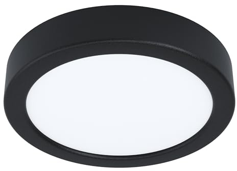 EGLO LED Deckenleuchte Idun, runde Deckenlampe | Deckenbeleuchtung aus Metall in Schwarz und Kunststoff in Weiß, Aufbauleuchte für Büro und Küche, neutralweiß, Ø 17 cm