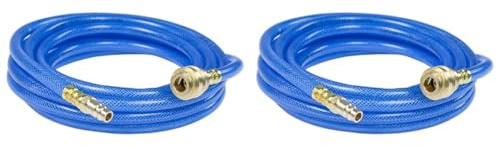 as - Schwabe Druckluftschlauch-Garnitur mit Polyestergewebeeinlage Serie 2050, 5m PVC-Druckluft-Schlauch 9 x 3 mm mit Schnellverschlusskupplung & Stecktülle, Blau, 12705 (Packung mit 2)