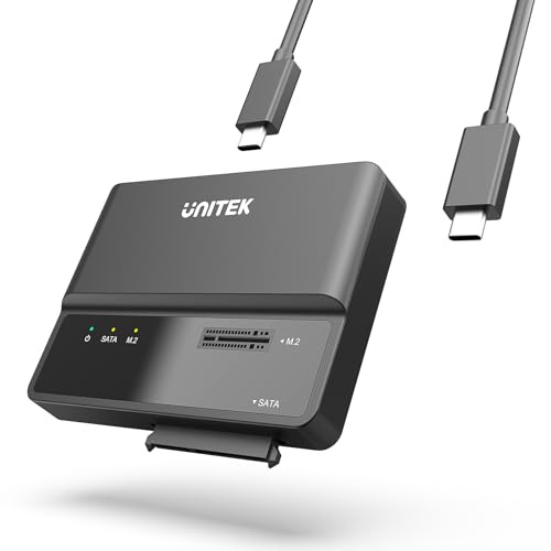 Unitek M.2 SATA Festplattengehäuse Adapter - 2 in 1Tragbarer M.2 Nvme Gehäuse SSD Type C Externes Festplatten USB 3.2 10Gbps für M.2 PCIe Nvme 2230/2242/2260/2280 mit SATA Adapter | 2 in 1 Tragbarer Nvme SSD Type C Externes Festplatten USB 3.2 10Gbps für M.2 PCIe Nvme 2230/2242/2260/2280 mit SATA Adapter