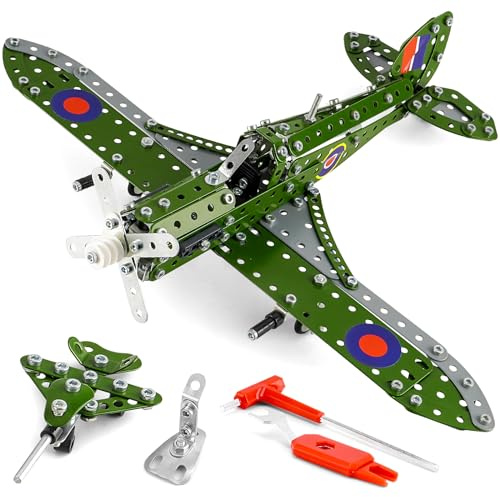 PANPAPA Model Airplane Kits for Boys 8-12,Erector Set for Boys Building Toys Age 10-12,374 PCS DIY Building Stem Projects Toys for Kids,Cool Aviation Gifts for Airplane Model Fans
