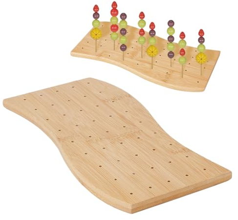 DICOSMETIC Support Alimentaire en Bambou à 45 Trou pour Brochettes de Fruits Présentoir pour Pics à Cocktail Apéritif Présentation de Nourriture de Fête Divertissement et Service