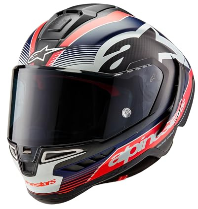Alpinestars Race Helm Supertech R10 Team Motorradhelm Integralhelm Carbonhelm, BLACK CARBON RED BLUE MATT, S
