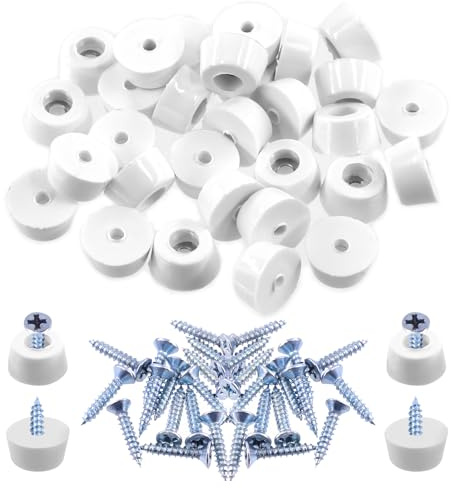 Keadic 62Pcs Non-slip Rubber Feet for Cutting Board, 15x12x8MM White Furniture Slider Glide Pad Floor Protector with Built-in Gasket and Screws for Wooden Furniture Chair Tables Sofa