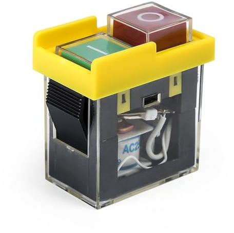 Jadeshay Maschinenschalter 230V Sicherheitsschalter Wasserdichter Magnetschalter KJD6 5E4 AC250V 6A Einbauschalter Druckknopfschalter Not Aus Schalter
