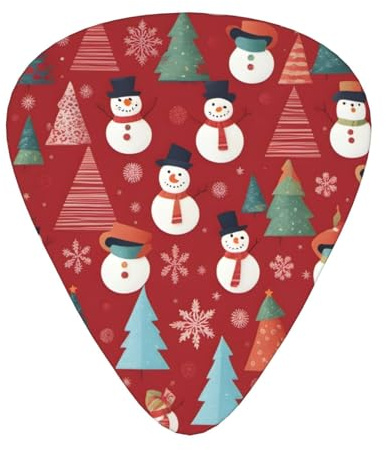 Gitarrenplektren, 12 Stück, angenehm in der Hand mit glatten Kanten, drei Stärken, passend zu Weihnachtsschneemann-Bild