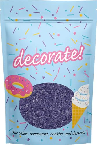 decorate! - Sparkling Sugar - Purple Cake Topper Sprinkles - 500g Edible Sugar Crystal Cupcake Decorations - Party Sprinkles, For Spooky and Halloween Themed Cakes and Bakes