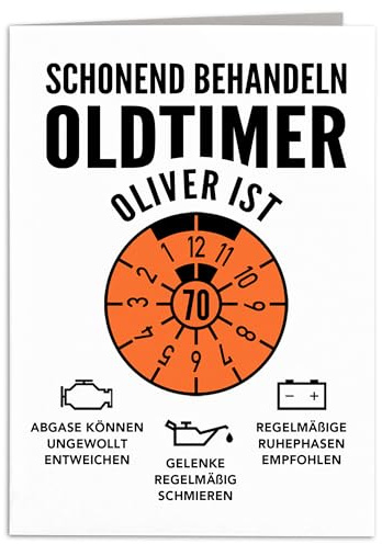 Geburtstagskarte 70. Geburtstag Oldtimer personalisiert lustige Grußkarte Karte Geburtstag Klappkarte Faltkarte mit Umschlag 10,5 x 14,8 cm