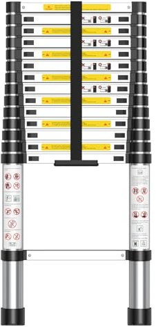 Scala Telescopica Pieghevole in Alluminio - Antiscivolo, Estensibile, Stabile, Multiuso Per Riparazioni Domestiche, Deposito in Soffitta, Edilizia e Altro - Portata 150 kg, 2.6M