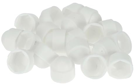 INFINAUTO Radmutterkappe Weiß 20 Stück Außen Kunststoff Staubschutz | 21mm Innendurchmesser, 26mm Höhe, Brandneu, Einfache Installation, Korrosionsbeständig, Langlebig