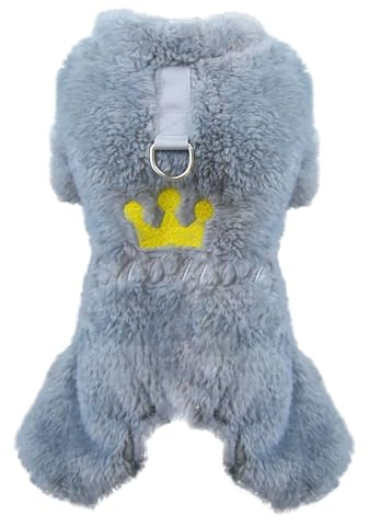 Izefia Hund Pullover Kleidung Fleece Wolle Pullover Winter Warmes Sweatshirt 4-Beine Jumpsuit Pyjamas Krone Prinzessin Pullover für Kleine Hund Mittlere Katze