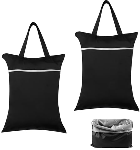 Maxmoc Nassbeutel Set, wasserdichte Wetbag mit Griff und Reißverschluss | Waschbare, Wiederverwendbare Nassbeutel für nasse Baby-Stoffwindeln, Badebekleidung und Sportkleidung, 40×50 cm (Schwarz)