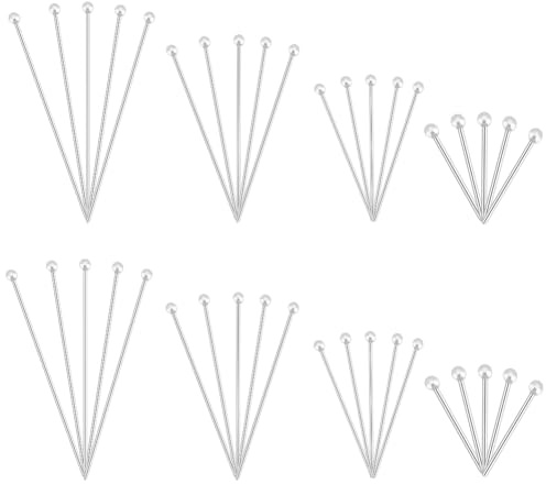 PH PandaHall 40 Stück 925 Kugelstifte Mit Sterling Silberkopf 4 Größen Schmuckzubehör Kopfstifte Zum Auffädeln von Perlen Ohrringen Armbändern Und Halsketten 15/25/25/30mm