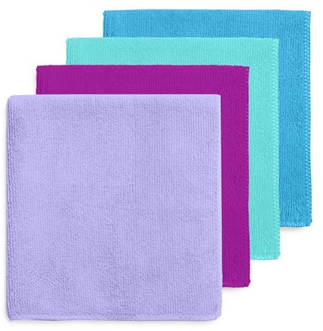 DIVINE GENIUS Happy Rainbow - Pack 4 bayetas de Microfibra reciclada Super absorbentes Lavables y Resistentes para Cocina Secado rápido Trapos de Limpieza
