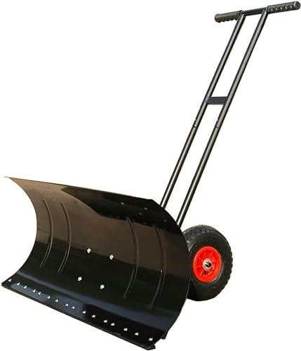 Pala da neve Pale da neve in lamiera di acciaio laminato a freddo, spingi neve a ruote con lama grande multi-angolo per impieghi gravosi e maniglia regolabile in altezza, utilizzate per la rimozione