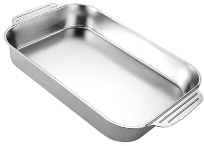 DECHOUS Stainless Steel Baking Pan for Oven Cooking Nonstick Roasting Pan Handles for Lasagna and Grilled Fish Plate