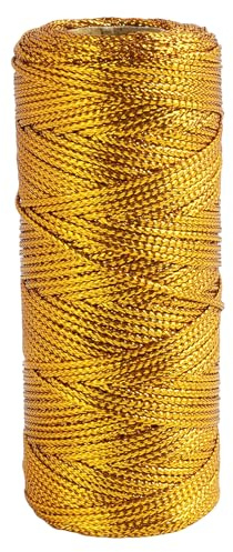 Goldene Schnur 1.5MM*100M Kordel Gold, Goldenes Band, Goldfaden zum Basteln, Unelastisches Goldene, Dekorative Kordel Gold für Geschenkverpackung, Weihnachtsdeko, Hochzeit, Partydekoration