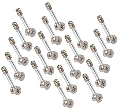 Holibanna 20sets Furniture Connecting Fasteners Dowels and Pre-inserted Nuts for Cabinet and Wardrobe Assembly and Sturdy Cam Fittings for Furniture Projects