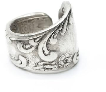 Miniblings Anello da uomo realizzato con posate antiche e forchetta per riciclaggio, fatto a mano, LR5, gioiello alla moda fatto a mano, 15mm, Posate antiche in metallo, non noto