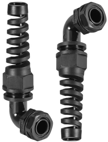 TA-VIGOR 2Pcs M16 Cable Gland 6mm-10mm Wire Hole 90 Degree Waterproof Nylon Connector Joint Adjustable Locknut with Strain Relief Black