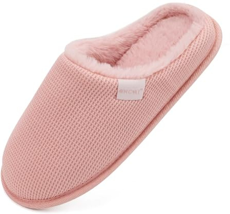 ONCAI Zapatillas Casa Mujer Espuma de Memoria Algodón Pantuflas 2026 para Invierno Peludo Faux Fur Imitación Forro de Sintética Suela de Goma Antideslizante Peluche Rosa Talla 40