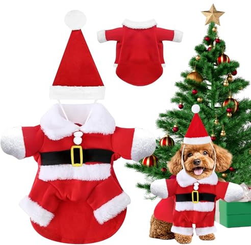 Hundekostüme Weihnachten, Kleidung für Haustiere Weihnachtsmann, Katze Hund Weihnachtskostüm mit Mütze Weihnachtsmann, Neujahr Party Geschenk für Kleine Hunde Katze (L)