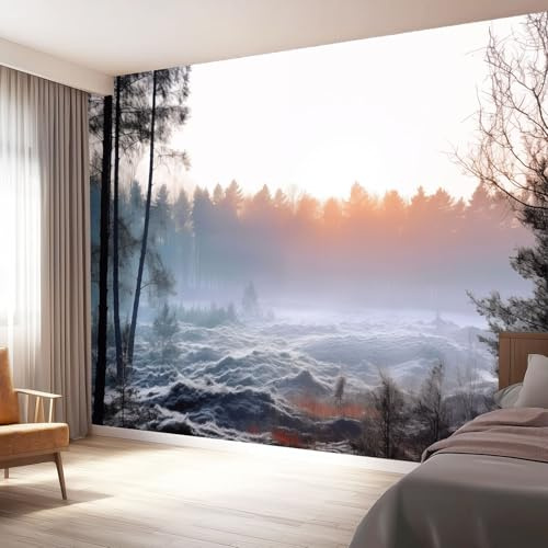 Forest Landscape Nature Photography Mural Wallpaper Grey Wall Art for Living Room Bedroom Office, Kids Photo Wallpapers Décor Stickers and Playroom Art Poster Décor 400 x 280 cm (W x H)