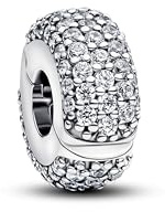 Sterling Silver Clip with Clear Cubic Zirconia and Silicone Grip