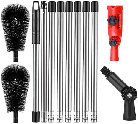 Ruaizel Gutter Cleaning Tools, 10.5 Ft Telescopic Gutter Cleaner with Adjustable Adapter, Gutter Cleaner for Removing Leaves Debris Window Spider Web