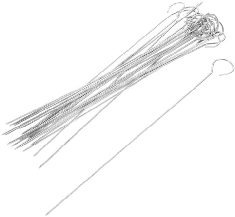 DOITOOL 30 pièces Brochettes en Acier pour Barbecue Aiguilles Robustes Piques à Brochette Réutilisables pour Grillades Rapides Huile 30pcs 25 * 20cm